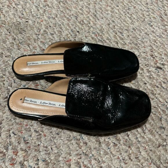 & other stories leather shinny crackle patent leather slip on mule- Size 6.5 - Picture 1 of 8
